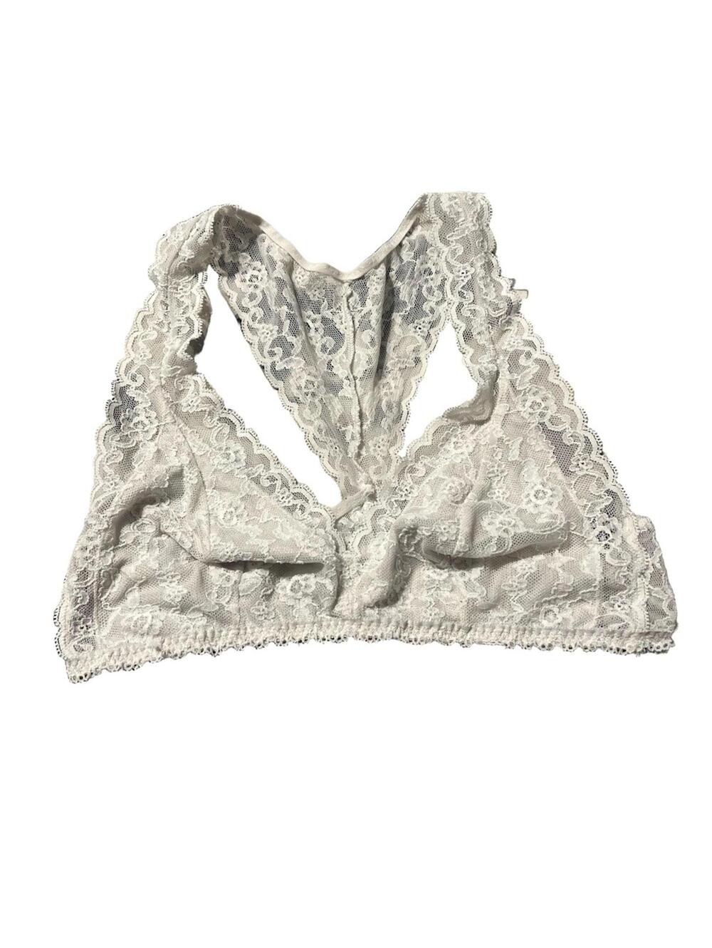 VICTORIA'S SECRET Bralette M/M White Racerback Lace Floral